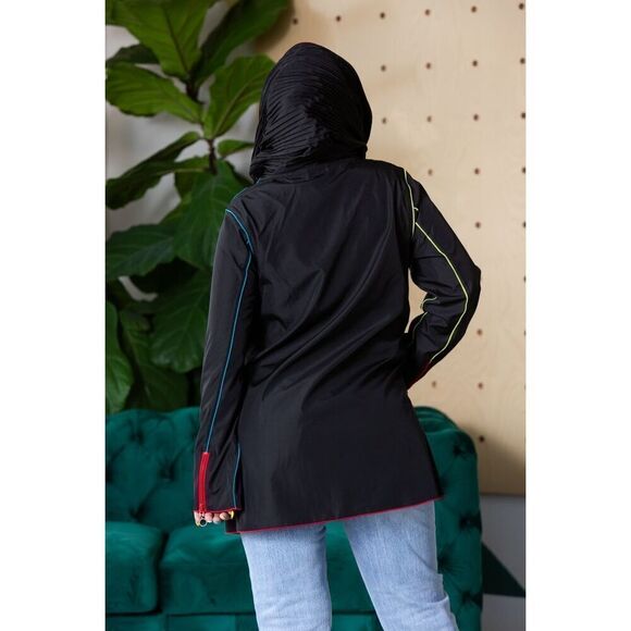 UBU Women’s Classic Black Piped Reversible Accordion Pleated Hood Zip Parisian J - Picture 12 of 15